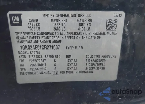 2012 GMC Yukon Sle z USA, uszkodzony, nr VIN 1GKS2AE01CR271607